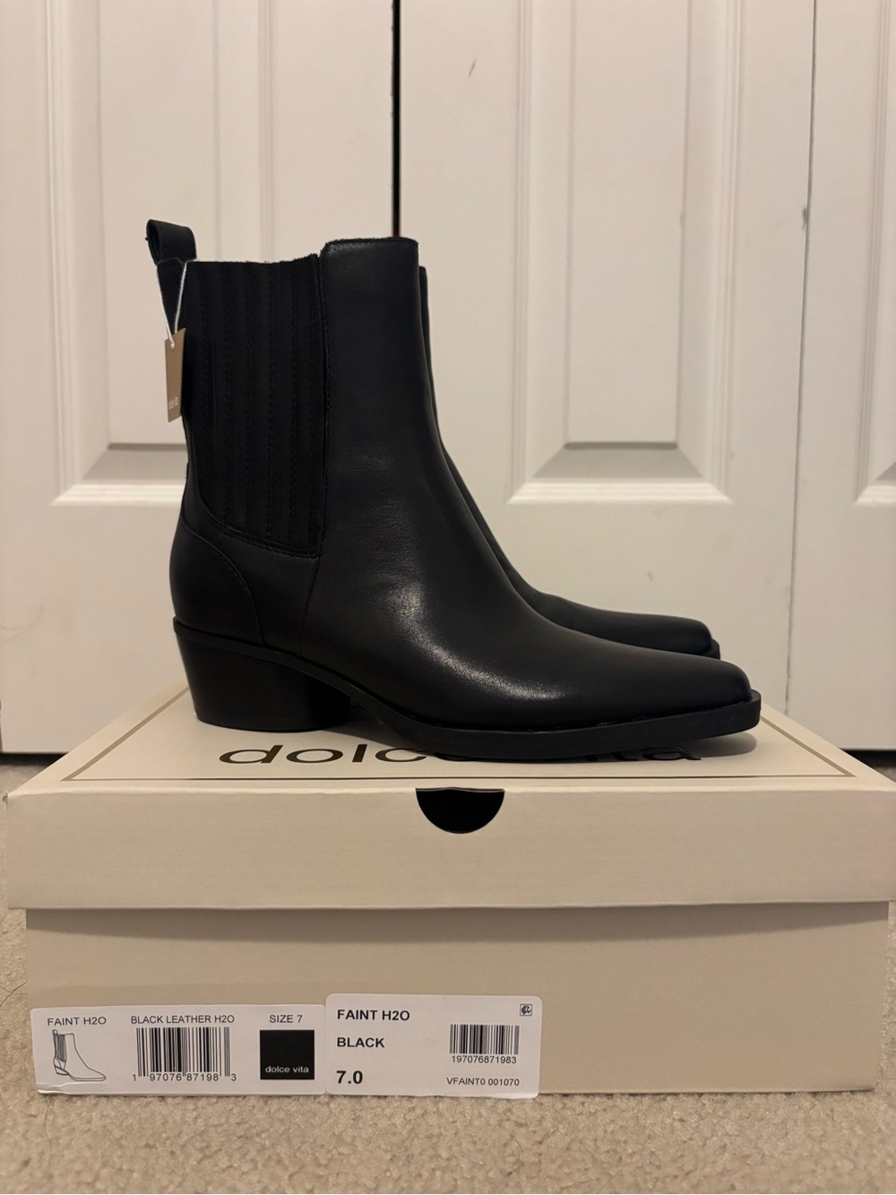 Dolce Vita Black Leather Chelsea Ankle Boots
